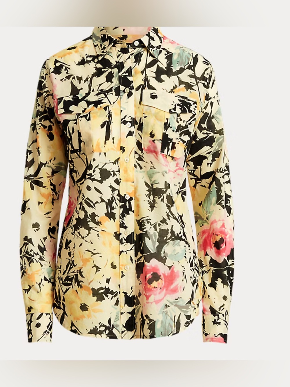 RALPH LAUREN FLORAL COTTON GAUZE SHIRT